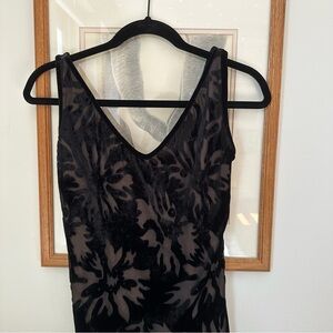 Vintage 90s Black Floral Velvet Sheer Dress